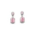 Women's Brass Silver Plated Drop Earrings (Pink)