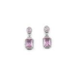 Women's Brass Silver Plated Drop Earrings (Pink)