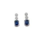 Women's Brass Silver Plated Drop Earrings (Blue)