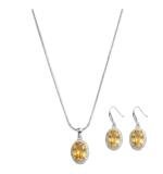 Women's Brass Silver Plated Pendant Set (Yellow)