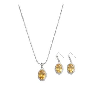 Women's Brass Silver Plated Pendant Set (Yellow)