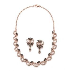 Women's Brass Silver Plated Necklace set (Silver)