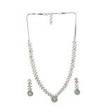 Women's Brass Silver Plated Necklace set (Turquoise)