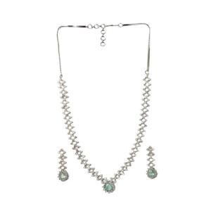 Women's Brass Silver Plated Necklace set (Turquoise)