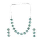 Women's Brass Silver Plated Necklace set (Green)