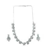 Women's Brass Silver Plated Necklace set (Turquoise)