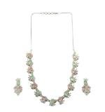 Women's Brass Silver Plated Necklace set (Multicolor)