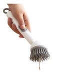 TPR-Plastic Solid Electric Liquid Soap Dispensing Cleaning Brush with Handle (Grey-White)