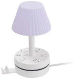Plastic-LED Ribbed Shade Table Lamp with USB Charging Base (White)