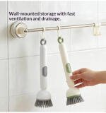 TPR-Plastic Solid Electric Liquid Soap Dispensing Cleaning Brush with Handle (Grey-White)