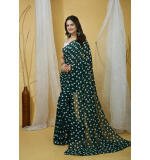 :- Women's Georgette Printed Saree With Unstitched Blouse 5.5Mtr (Green)