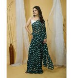:- Women's Georgette Printed Saree With Unstitched Blouse 5.5Mtr (Green)