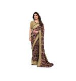 Women's Chiffon Printed Saree With Unstitched Blouse 5.5Mtr  (Beige)