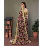 Women's Chiffon Printed Saree With Unstitched Blouse 5.5Mtr  (Beige)