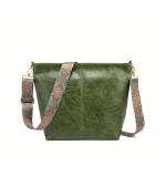 Women's PU Leather Zipper Handbag (Green)