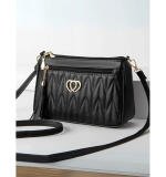 Women's PU Leather Zipper Sling Bag (Black)