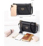 Women's PU Leather Zipper Sling Bag (Black)