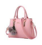 Women's PU Leather Solid Shoulder Zipper Handbag (Pink)
