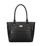 Women's PU Leather Solid Shoulder Zipper Handbag (Black)