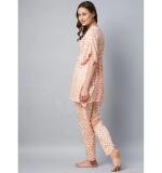 Women's Rayon Tie And Dye Kaftan Sleeve Night Suit (Multicolor)