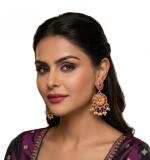 Women's Zinc Alloy Gold Plated Chandbali Earrings (Multicolor)