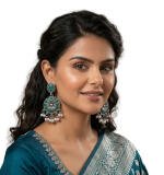 Women's Zinc Alloy Gold Plated Chandbali Earrings (Multicolor)
