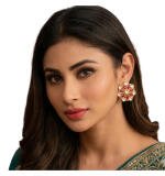 Women's Zinc Alloy Gold Plated Stud Earrings (Multicolor)