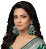 Women's Zinc Alloy Gold Plated Chandbali Earrings (Multicolor)