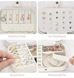PU Leather Solid Jewelry Storage Box (White-Cream)
