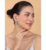 Women's Brass Silver Plated Drop Earrings (Turquoise)