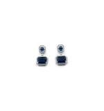 Women's Brass Silver Plated Drop Earrings (Blue)