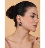 Women's Brass Silver Plated Drop Earrings (Blue)