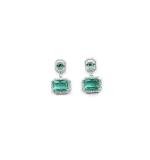 Women's Brass Silver Plated Drop Earrings (Green)