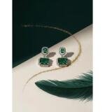 Women's Brass Silver Plated Drop Earrings (Green)
