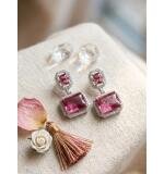Women's Brass Silver Plated Drop Earrings (Red)