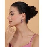 Women's Brass Silver Plated Drop Earrings (Pink)
