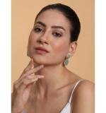 Women's Brass Silver Plated Drop Earrings (Turquoise)