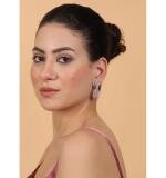 Women's Brass Silver Plated Drop Earrings (Pink)