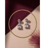 Women's Brass Silver Plated Drop Earrings (Pink)