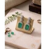 Women's Brass Silver Plated Drop Earrings (Green)