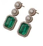 Women's Brass Silver Plated Drop Earrings (Green)