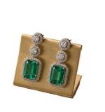 Women's Brass Silver Plated Drop Earrings (Green)