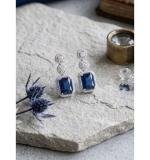 Women's Brass Silver Plated Drop Earrings (Blue)