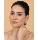 Women's Brass Silver Plated Drop Earrings (Blue)