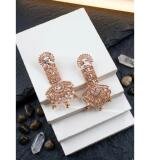 Women's Brass Silver Plated Drop Earrings (White)