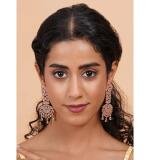 Women's Brass Silver Plated Drop Earrings (White)