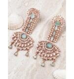 Women's Brass Silver Plated Drop Earrings (Turquoise)