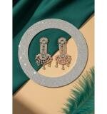 Women's Brass Silver Plated Drop Earrings (Turquoise)