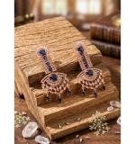 Women's Brass Silver Plated Drop Earrings (Blue)