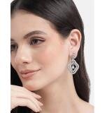 Women's Brass Silver Plated Drop Earrings (Turquoise)